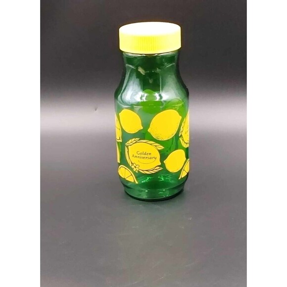 VTG Anchor Hocking ReaLemon Lemon Juice Green Glass Jar Canister Granny Core Qt - Picture 2 of 8